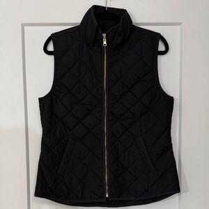 Old Navy Black Quilted Vest with Gold Accents